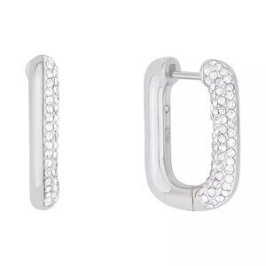 And Now This Clear Crystal Rectangular Shaped Hoop Earrings